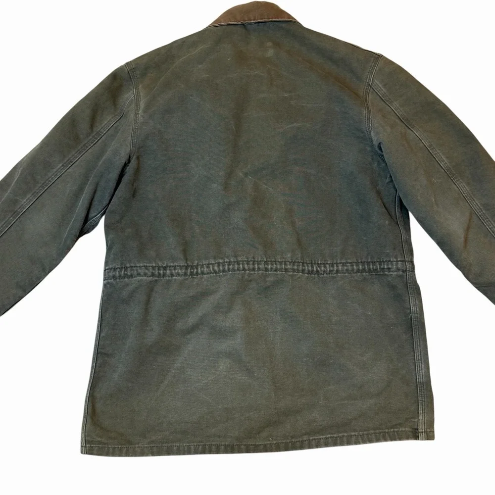 VTG Carhartt Jacket PB1366 Green Blanket Lined Barn Coat Chore Medium Made In US